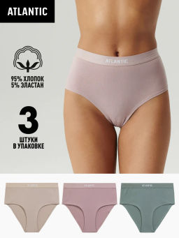ATLANTIC 3CLP-009 Трусы макси спорт Maxi Sport - набор 3 шт. бежевый + розовый + зеленый