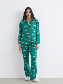 G?mlek Yaka Y?lba?? Temal? Kad?n Pijama Tak?m