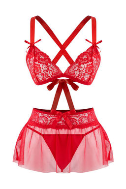 K?rm?z? 4lu Y?lbas? Temal? Dantel Kurdele/Fiyonk/Baglamal? Corapl? Ic Camas?r? Tak?m? THMAW26CC00034