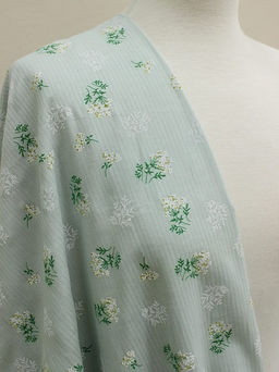 Плательный хлопок Веточки ромашки цв.бл.голубой мох, ш.1.45м, хлопок-100%, 105гр/м.кв - Купава фото 2