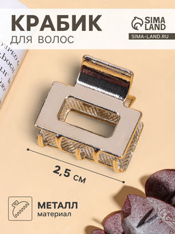 Цена за 6 шт. Крабик для волос «Брианна», прямой, 2.5 см, серебро