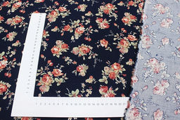 Микровельвет Крупные розы цв.чернильно-синий, ш.1.1м, хлопок-100%, 125гр/м.кв - Купава фото 5