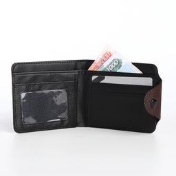 Портмоне мужское на кнопке, коричневое