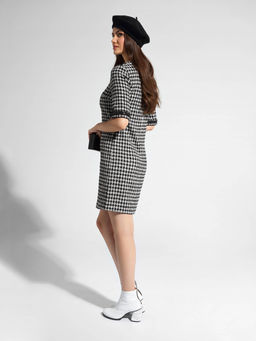 CONTE Платье с рисунком "клетка" и легким мерцанием люрекса LPL 1053 black-ivory black-ivory