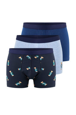 TRENDYOL MAN Cok Renkli 3lu Paket Ay? Bask?l?-Duz Esnek PamukluBoxer TMNSS25BX00008 - Trendyolmilla фото 3