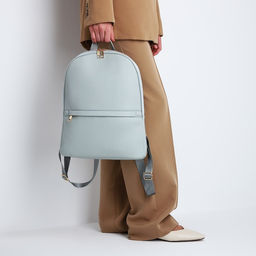 Рюкзак женский из искусственной кожи на молнии, 2 кармана, цвет светло-голубой - Simaland фото 6