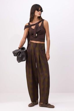 Yesil Ekoseli Balon Pantolon TWOSS26PL00152