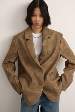 Жакет из экокожи с винтажной потертостью - Mollis фото 2