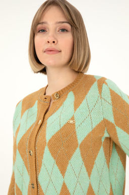 Женский кардиган из меланжевого трикотажа светло-коричневого цвета Неожиданная скидка в корзине - U.s. polo assn фото 2