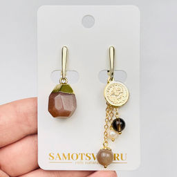 Серьги из Лунного камня и Раухтопаза