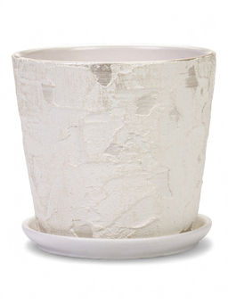 Горшок цветочный с поддоном 1,45 л, d15/h14 см белый керамика, "Венера" (М)