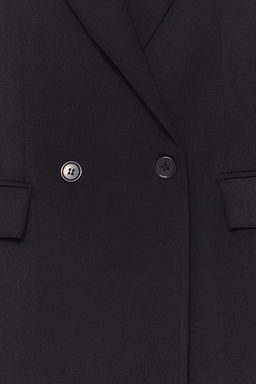 Siyah Regular Astarl? Kruvaze Kapama Dokuma Blazer Ceket TWOSS20CE0059