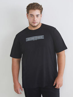 B?y?k Beden Bisiklet Yaka Bask?l? Erkek Ti??rt