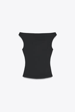 COLD SHOULDER RIBBED T-SHIRT - Zara фото 9