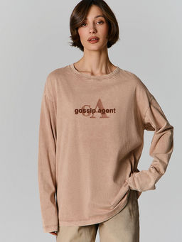 Лонгслив женский серый с обработкой эйсид