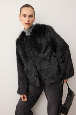 Siyah Oversize Kal?p Kurk Mont TWOAW25MO00133 - Trendyolmilla фото 15