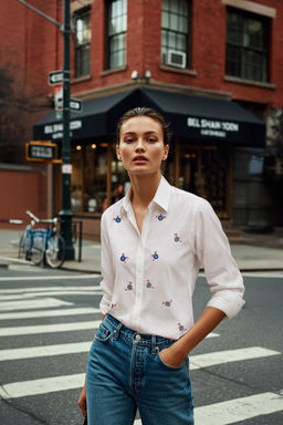 TRENDYOLMILLA Beyaz Over All Nak?s Detayl? Oversize Genis Kal?p Dokuma Gomlek TWOSS25GO00094