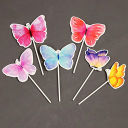 Украшение для торта Бабочки, в наборе 6 шт.