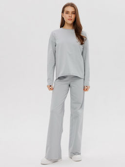 Женский лонгслив из футера 2-х нитки Lingeamo серебристый ВК-25 (61)  фото 4