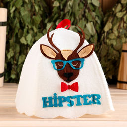 Шапка для бани с аппликацией Хипстер Артем