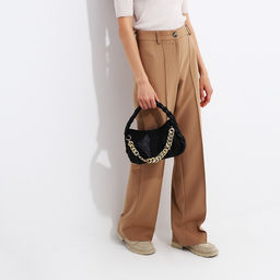 Сумка женская багет на молнии, 24×6×15.5 см, чёрная