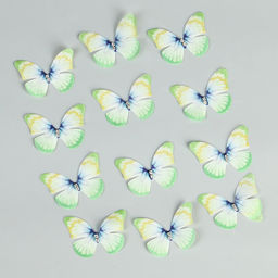 Декор для творчества «Бабочка», двухслойный, набор 12 шт., размер 1 шт. — 5×4 см, цвет зелёный