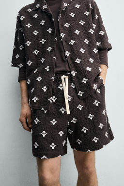 BERMUDA RELAXED FIT JACQUARD TEXTURA / Marr?n / Topo - Zara фото 5