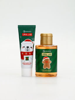Подарочный набор новогодний Олень, гель для душа, кружка, мочалка и крем для рук, URAL LAB