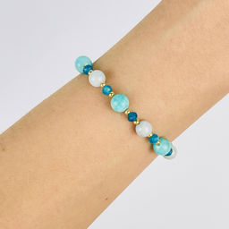 Браслет (Вишудха) регулируемый из Аквамарина, Апатита и Амазонита - Радуга самоцветов фото 2