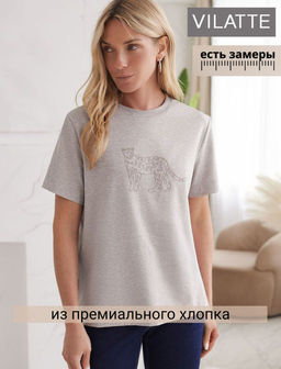 Футболка из премиального хлопка с авторским принтом - Vilatte фото 9