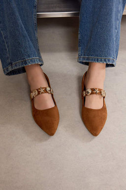 Teen Taba Suet Aksesuar Detayl? Mary Jane Kad?n Babet TAKSS26BE00003