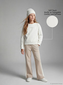 Bisiklet Yaka K?z ?ocuk Soft Touch Sweatshirt ve E?ofman Alt?