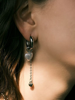 Серьги со съёмным элементом «Трансформер» собачка, цвет белый в серебре