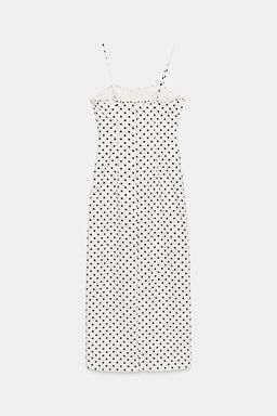 VESTIDO MIDI CORSETERO LUNARES / Blanco / Negro - Zara фото 15