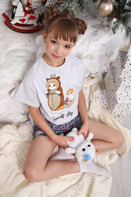 Пижама для девочки ПД-019-073 Кот Новый год