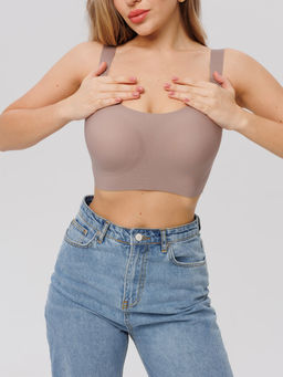 Топ бесшовный бескаркасный с вкладышами Lingeamo мокко ВТ-02 (18)  фото 9