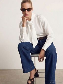 Ba?lamal? Fular Yaka Poplin Kad?n G?mlek