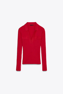 RIBBED POLO NECK T-SHIRT - Zara фото 4