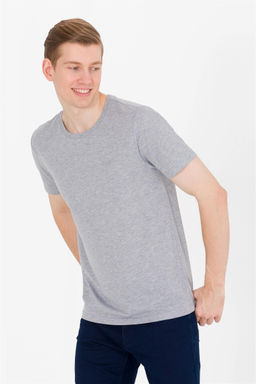 U. S. Polo Assn Мужская серая меланжевая базовая футболка с круглым вырезом - U.s. polo assn фото 7