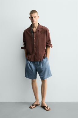 CAMISA CROCHET GEOM?TRICO / Granate