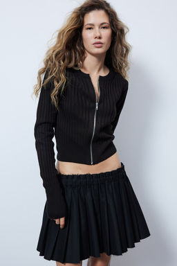 Cardigan en punto de canale con cremallera