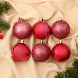 Ёлочные игрушки Чары волшебства, шары новогодние, d=5.5 см, набор 6 шт., красный