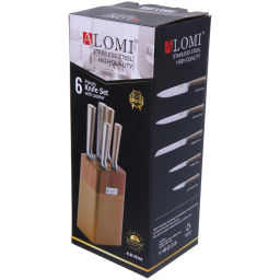 Набор ножей "SHEF" 6предметов (5ножей+подставка), золотая ручка