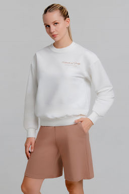 Арт. 5343 Костюм женский с шортами 42-50 (5 шт) Цвет:верх- белый, низ- кэмел - Калинка фото 7