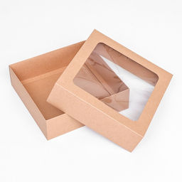 Цена за 5 шт. Коробка складная, крышка-дно, с окном, крафт, 25 х 25 х 7,5 см, - UPAK LAND фото 4