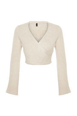 Mint Crop Yumusak Dokulu Kruvaze Triko Kazak TWOAW24KZ00381 - Trendyolmilla фото 16