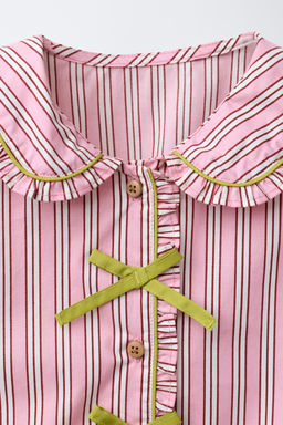 6-14 YEARS/STRIPED SHIRT AND TROUSER PYJAMAS WITH BOWS - Zara фото 6