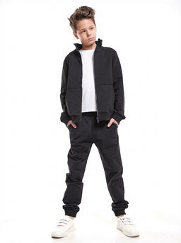 Комплект спортивный плотный из футера 22-7375 черный