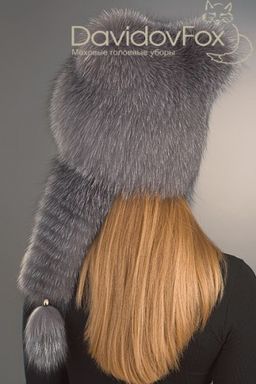 Шапка Киска блюфрост с ушками натурал