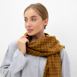 Шарф зимний с кистями MINAKU 65*180 + 8 см цвет коричневый  фото 2